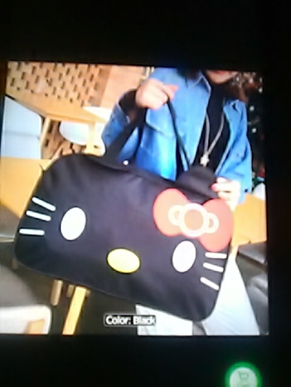 Hello Kitty Black Big Duffle Bag with Red Bow